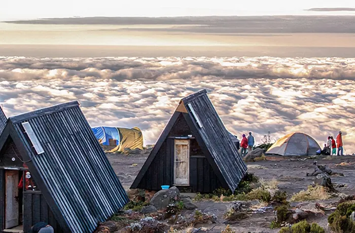 Hut camping on The Best 5-day Marangu Route Kilimanjaro Climb Tour